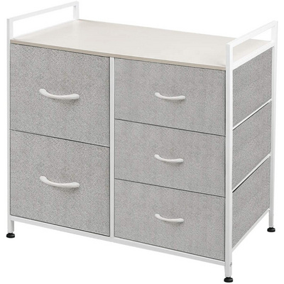 Metal Foldable Bedroom Furniture Modern MDF Board Dressers 6 Drawers Chest of Drawers for Clothes