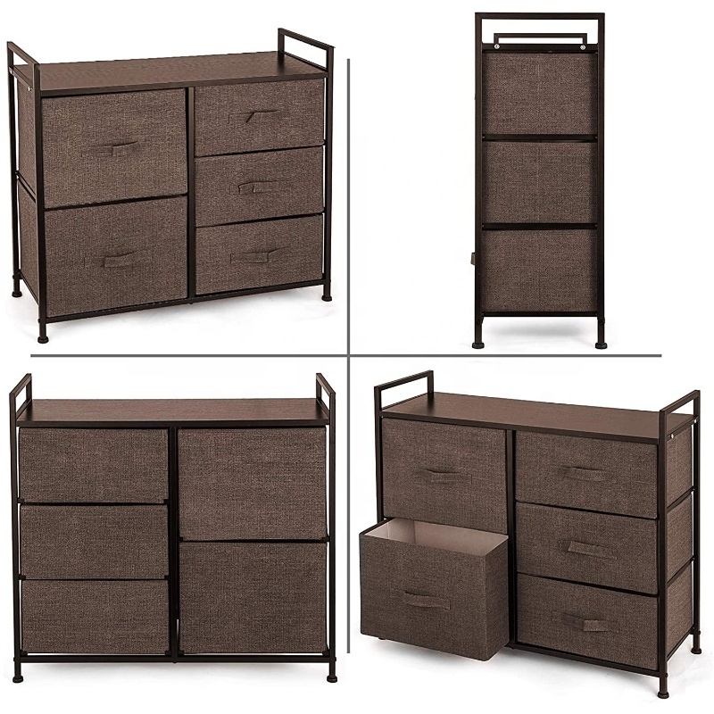 5 Drawer Fabric Dresser Storage Tower Organizer Unit for Bedroom, Closet, Nursery Room