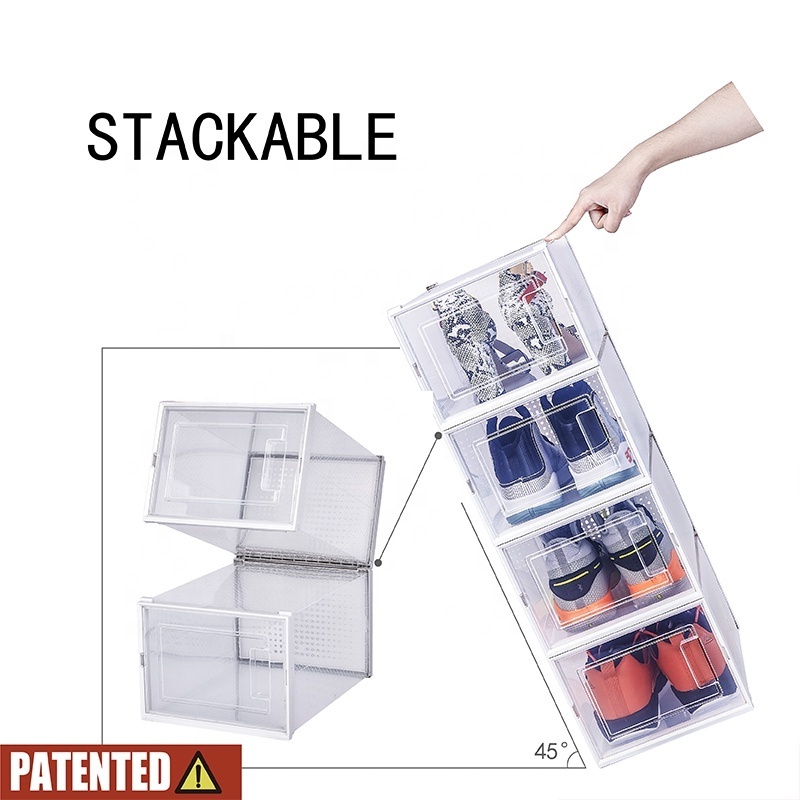 Stackable Shoe Racks for Closets and Entryway Shoe Storage Cabinet 6 Collapsible Cube Storage Bins