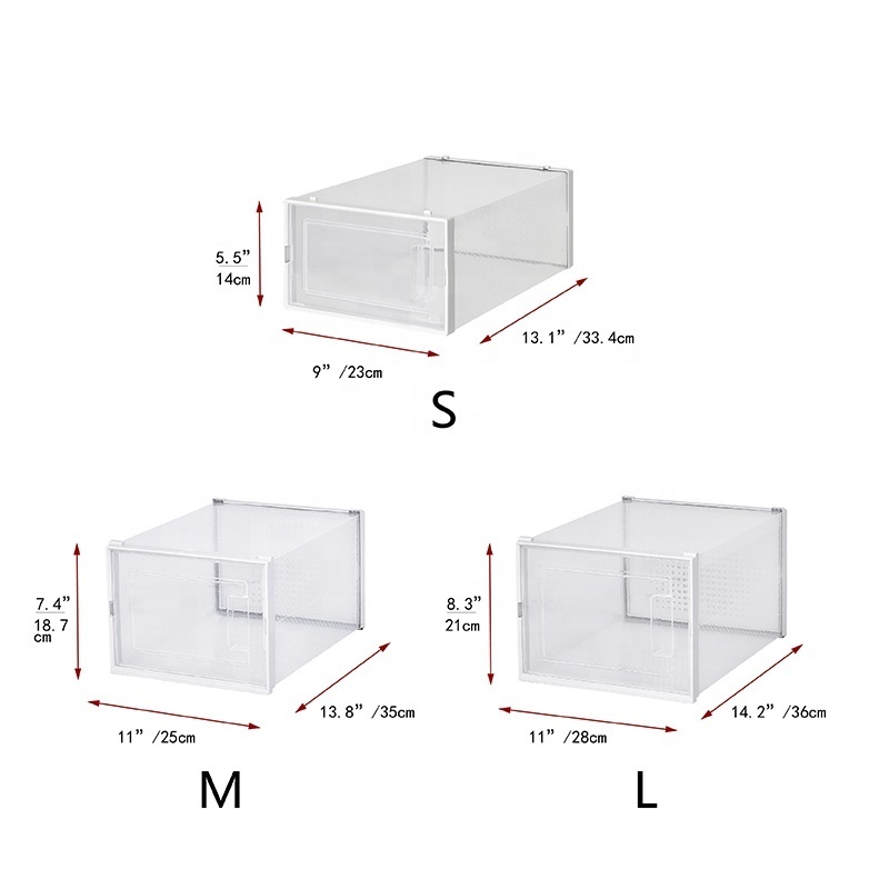 Foldable Stackable Shoe Boxes Clear Plastic Compact Womens Mens Shoe Storage Box Container Organizer