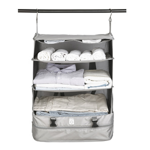 OEM Packable Travel Shelves Portable Packing Shelves Fashion Collapsible Travel Hanging Closet Organizer