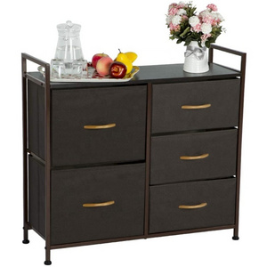 Star Creation Dresser Organizer with 5 Drawers, Fabric Dressers Storage Tower Wood Top & Handles