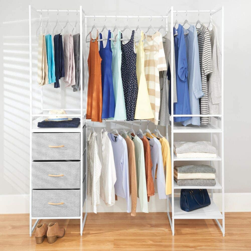 Easy Pull Fabric Bins Free Combination Closet Organizer and Clothes Wardrobe Storage Shelf