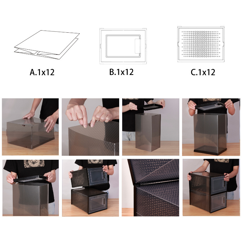 Sneaker Storage Clear GRS Plastic Shoe Box 12 PACK Stackable Shoe Box Shoe Container Storage boxes with lids