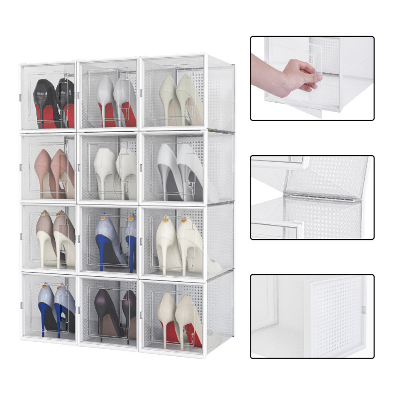 Sneaker Storage Clear GRS Plastic Shoe Box 12 PACK Stackable Shoe Box Shoe Container Storage boxes with lids