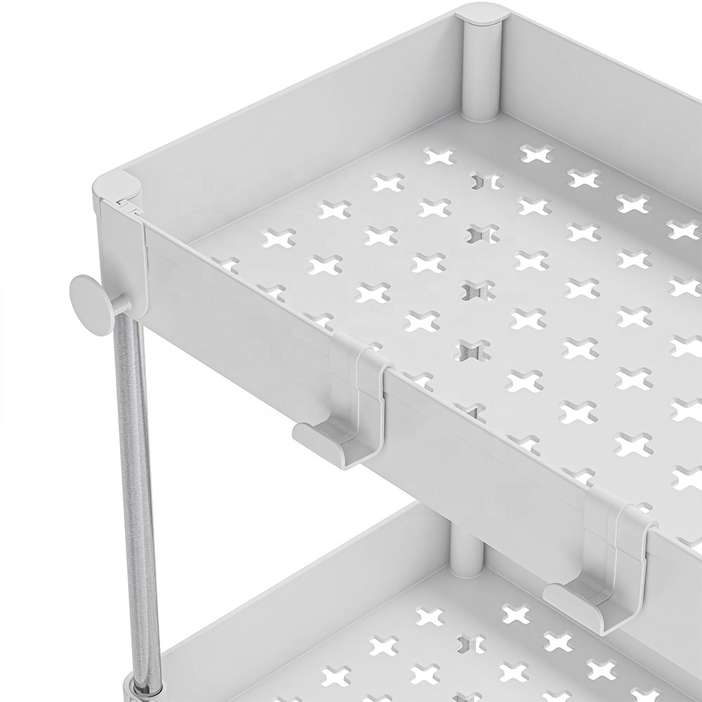 GRS Plastic Shelf Storage Shelving, 3 Tier Storage Organizer shelf with stainless steel for dormitory students