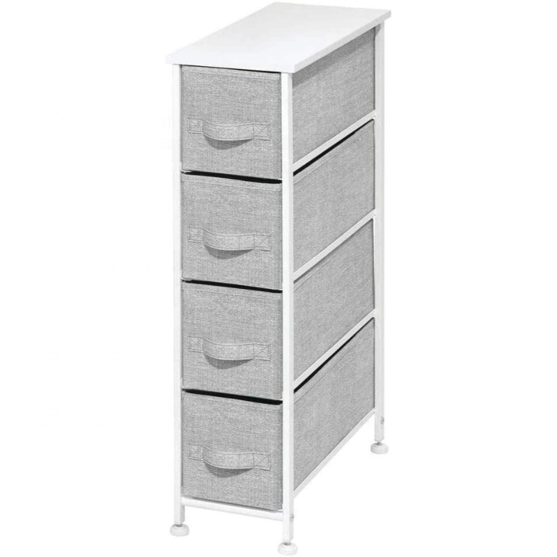 Narrow Dresser Vertical Storage Unit with 4 Fabric Drawers Slim Storage Tower for Gap