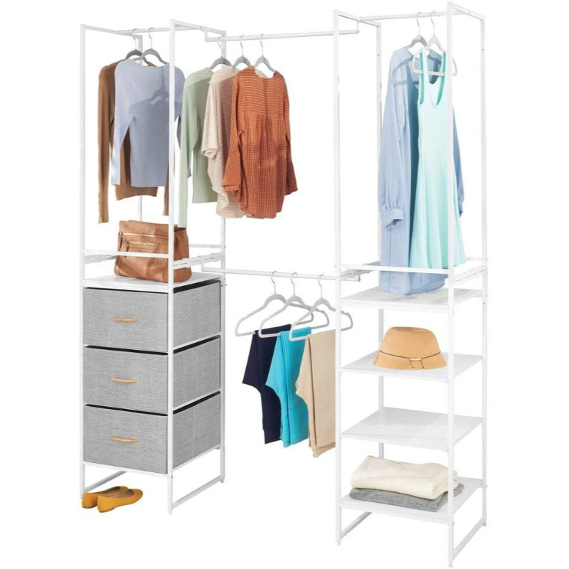 Easy Pull Fabric Bins Free Combination Closet Organizer and Clothes Wardrobe Storage Shelf