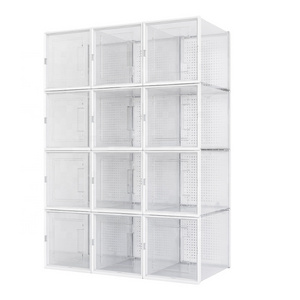 Shoe Box Plastic Sneaker Stackable Storage Transparent Boxes Drop Front Custom Acrylic Shoe Storage Box Stackable