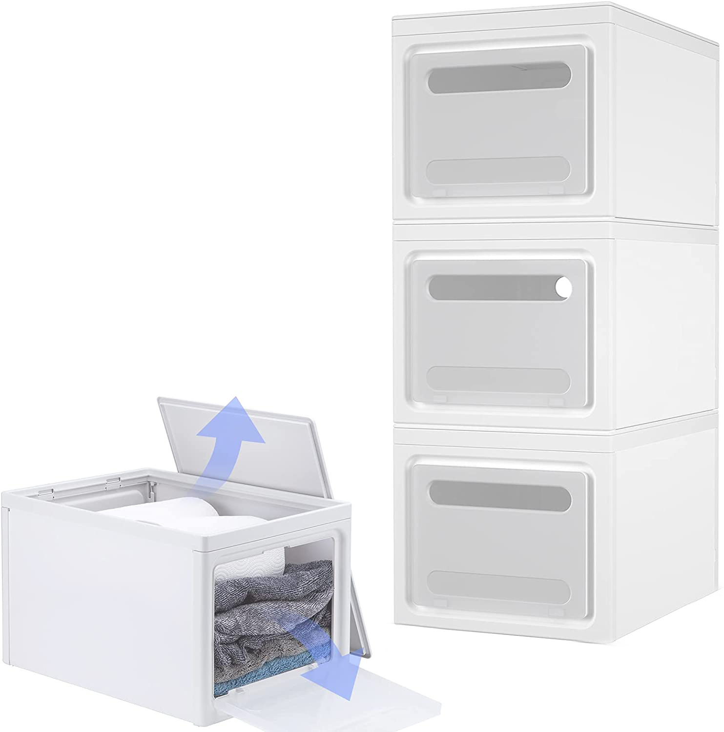 Collapsible Plastic Storage cube storage Bins with Wheels with drawers