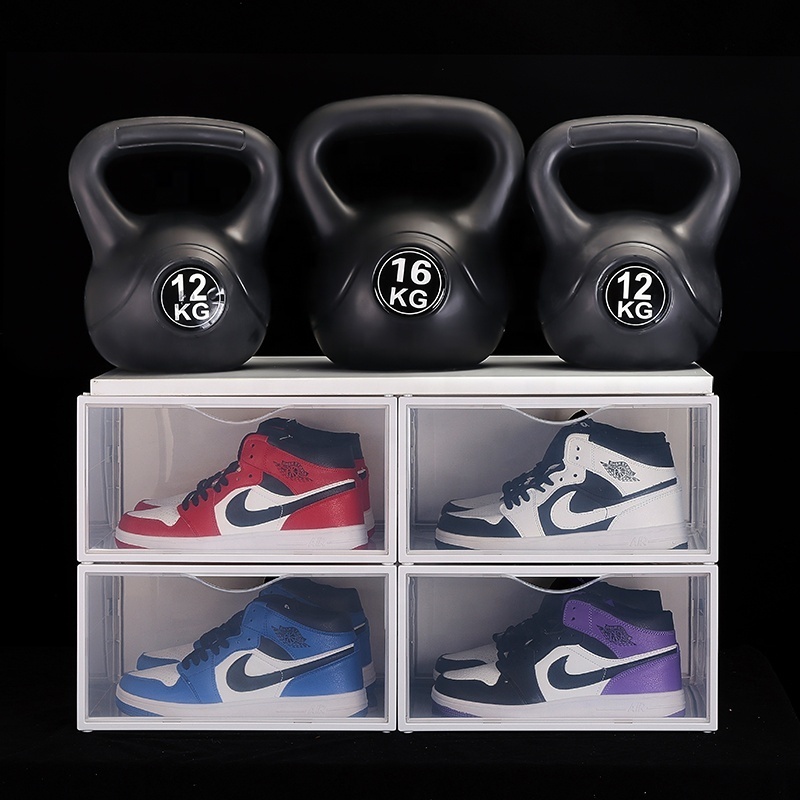 2023 New Arrivals Pack of 12 Large Sturdy Shoe Storage Boxes Stackable Clear Plastic Shoes Box Organizers