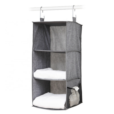 All Star 3-Shelf Polyester Linen Collapsible Shelves Hanging Closet Cubby Hanging Closet Storage Organizer