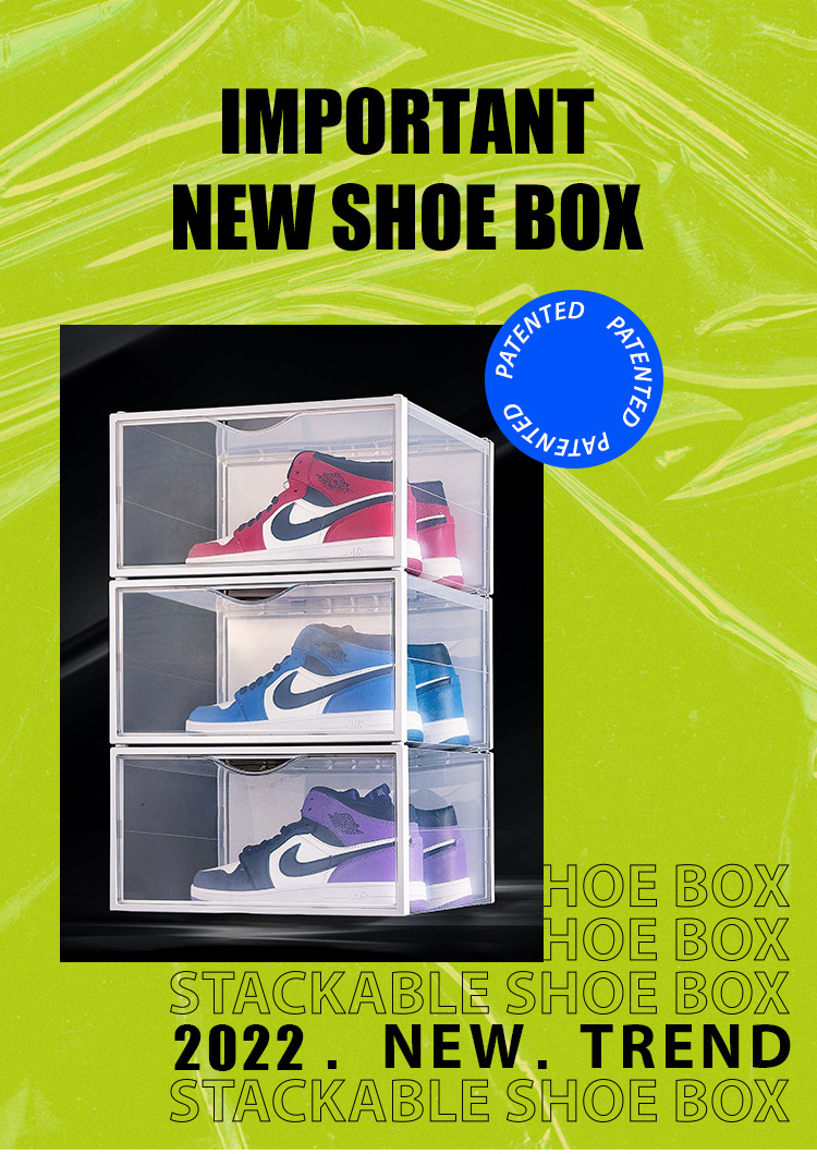 Shoe Box Plastic Sneaker Stackable Storage Transparent Boxes Drop Front ...