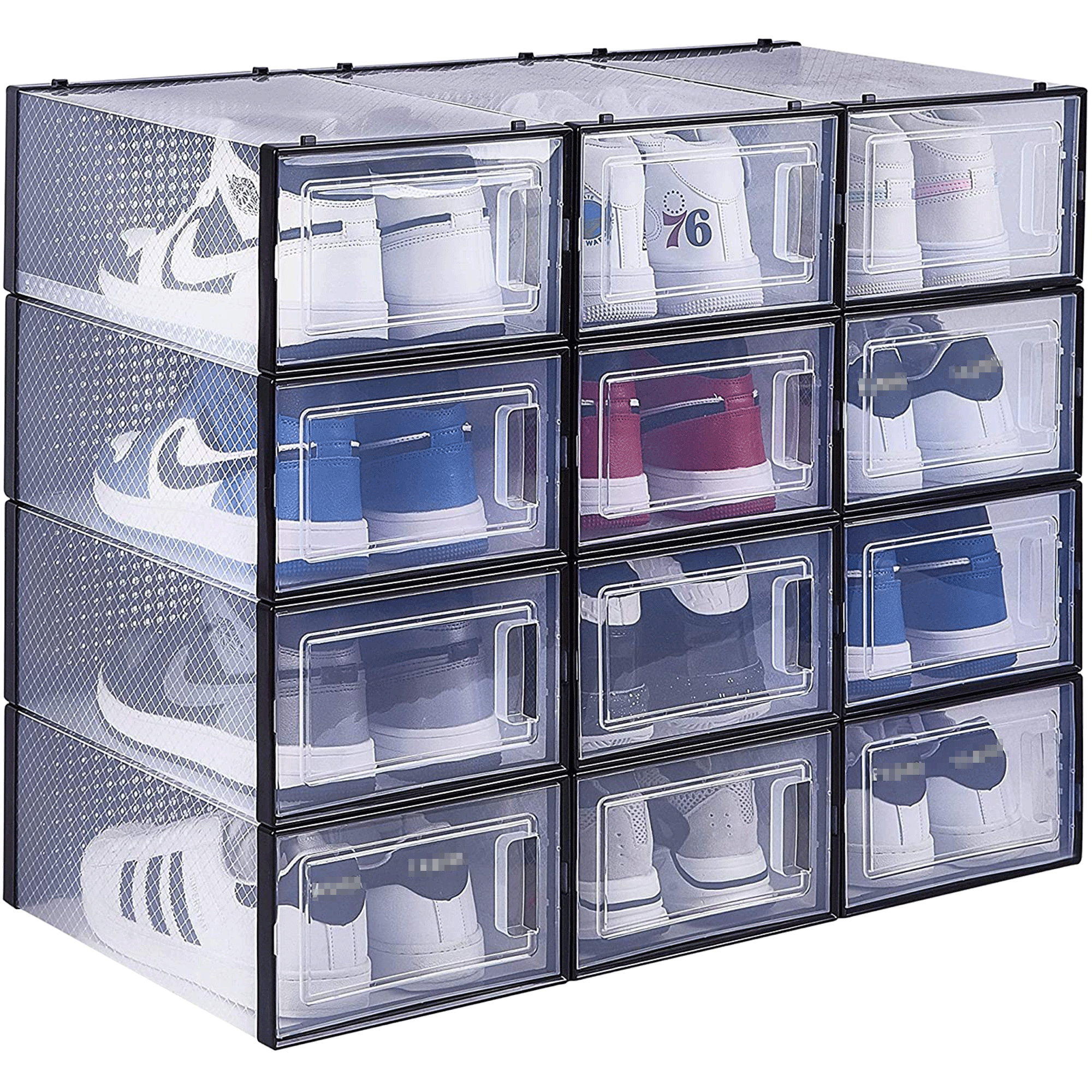 Sneaker Storage Clear GRS Plastic Shoe Box 12 PACK Stackable Shoe Box Shoe Container Storage boxes with lids