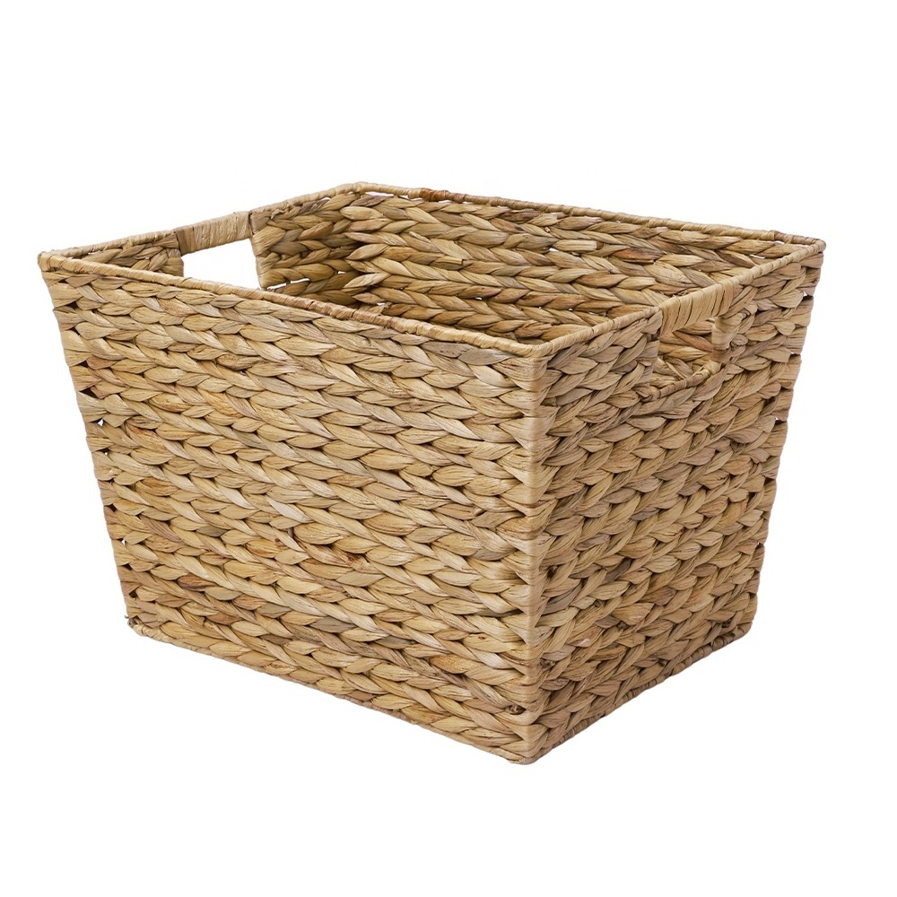 Hand Woven Water Hyacinth Storage Baskets for Organizing 3 Pack wicker Storage Baskets Set for Pantry Shelf Closet