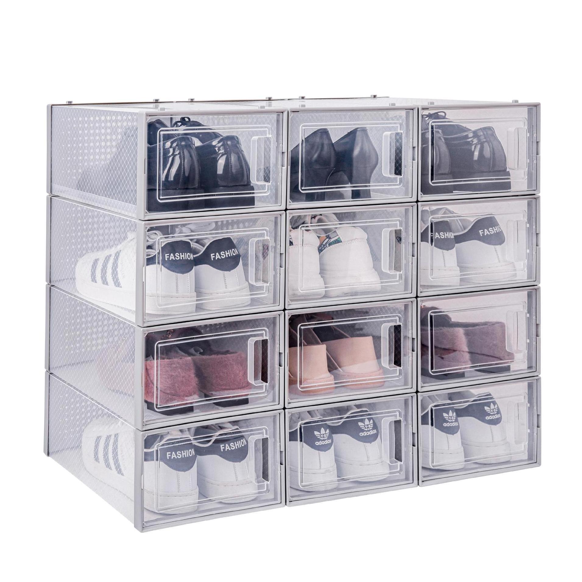 Shoe Box Customized Clear For Folding Clear Space Storage Pp Stackable Foldable Transparent Plastic Shoe Box