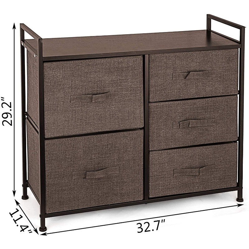 5 Drawer Fabric Dresser Storage Tower Organizer Unit for Bedroom, Closet, Nursery Room