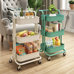 GRS Plastic Metal Bath Storage Rack Utility Organizer 3 Tier Kitchen Storage Trolley Rolling Cart Storage Rolling Trolley Cart