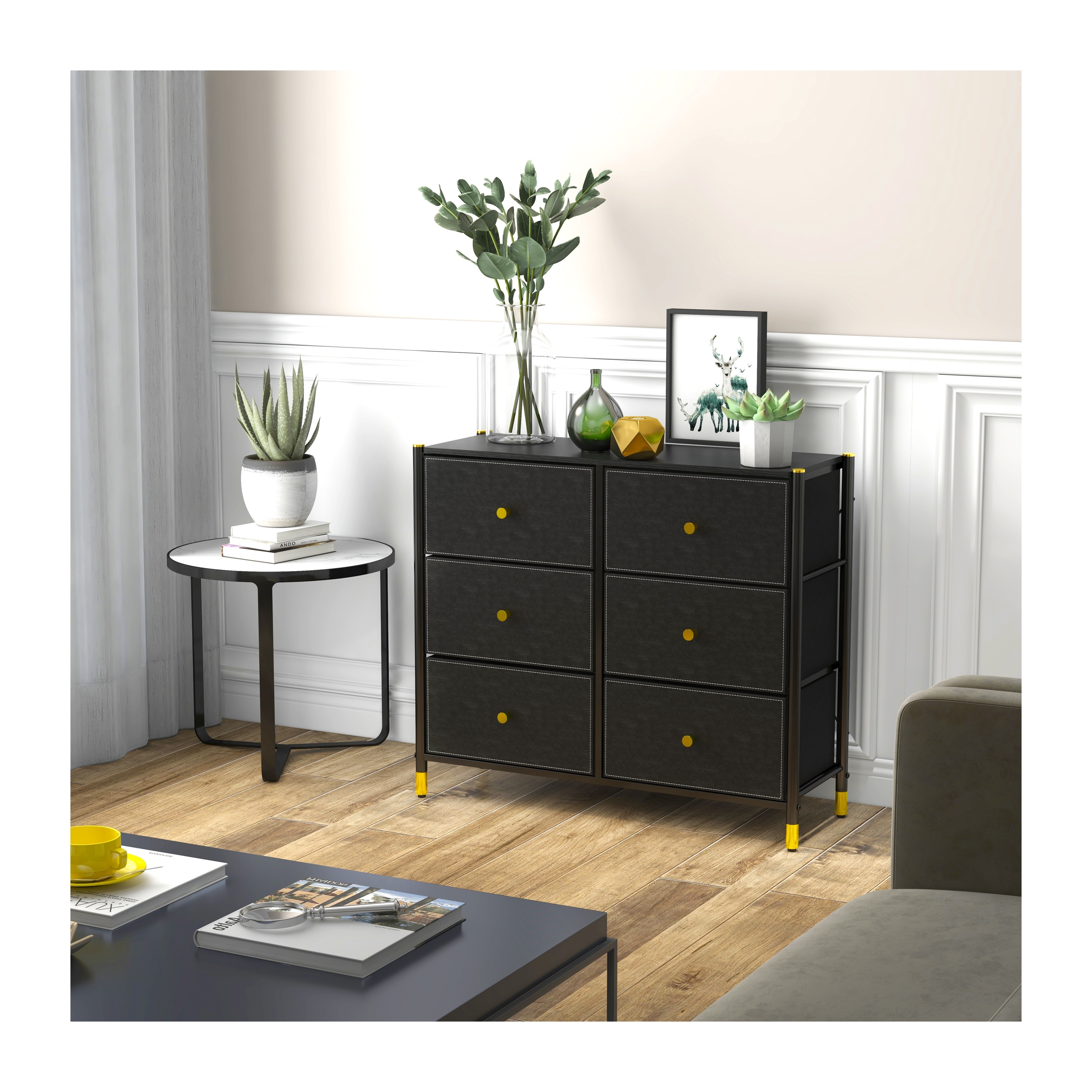 China Cheap Dressers 6 Drawers Bedroom Furniture Fabric Storage Cabinet Fabric Dresser Storage Tower