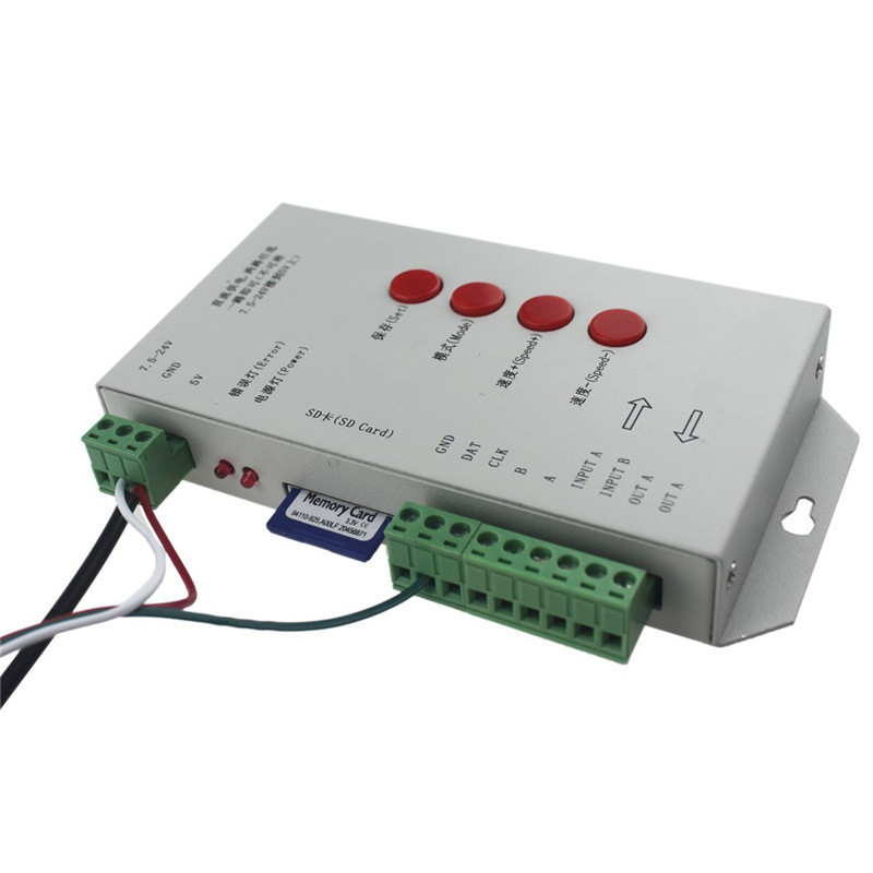 T1000S LED RGB Full Color Programmable Pixel Controller with SD Card DC5V / DC 7.5-24V for WS2811 2801 LPD8806 6803 1903