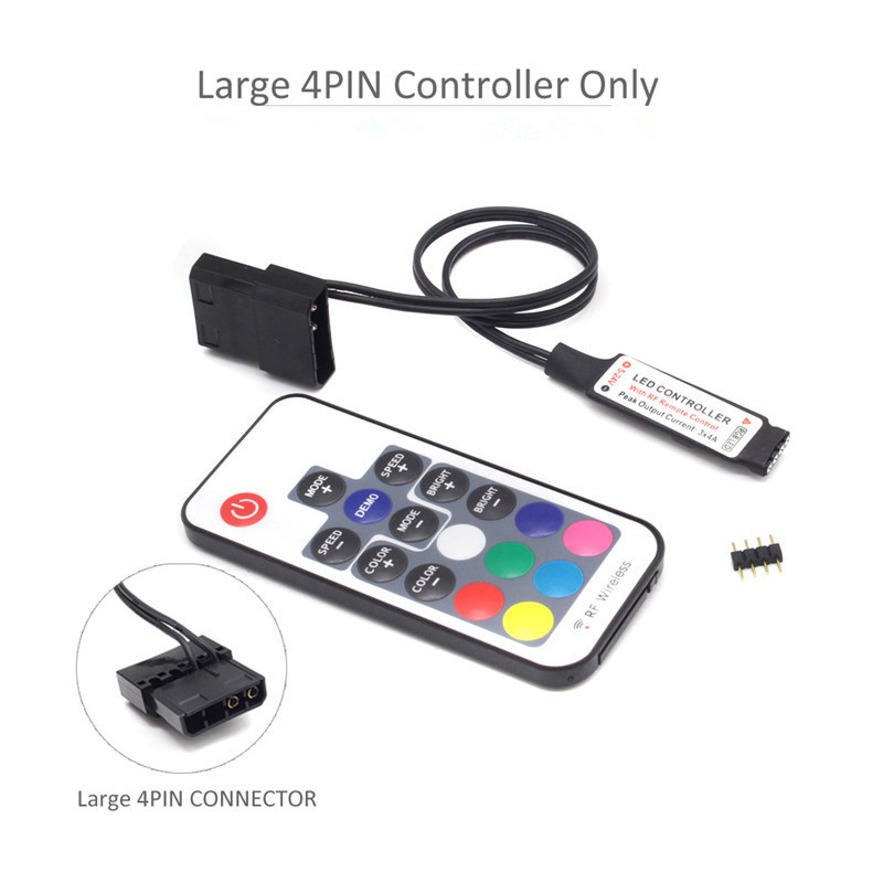 IDE SATA RGB Controller RF17 Keys Remote DC 12V Wireless Large 4 Pin Controller for PC Computer Case 5050 RGB LED Strip Light