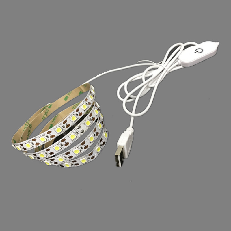 USB 5V LED Strip 5050 TV Background Lighting 50cm / 1m / 2m 60LEDs/m Warm White / White USB Cable with Switch Strip set