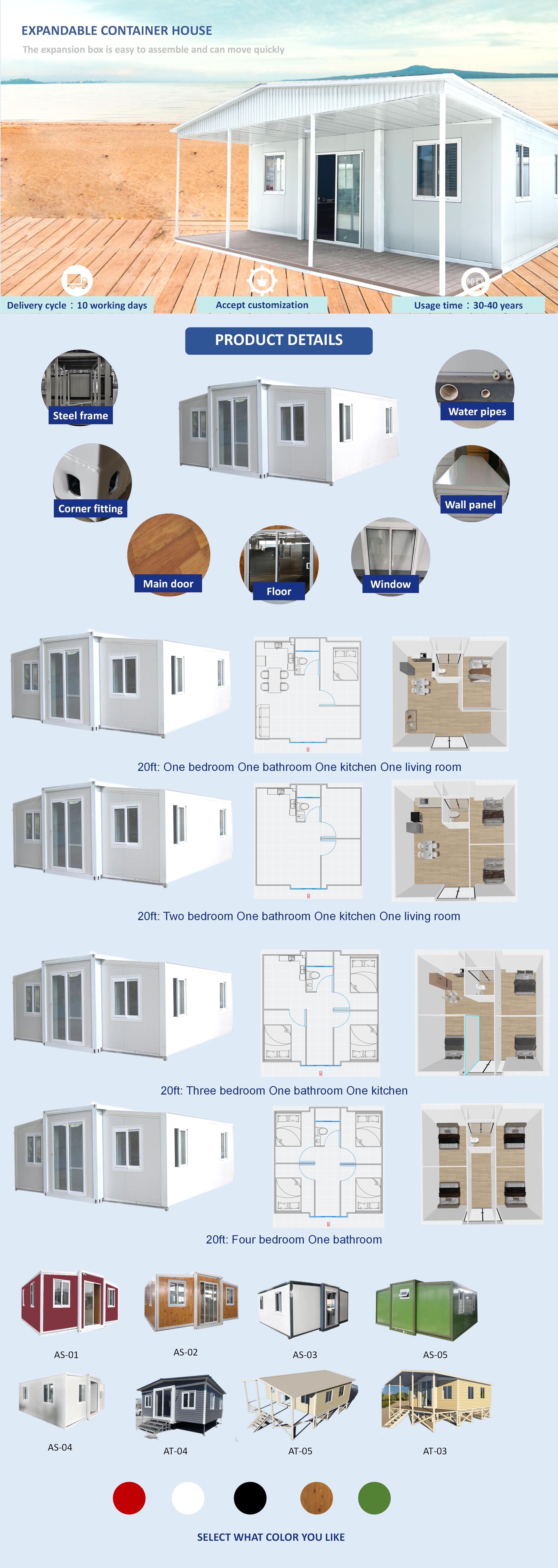 Extended Foldable Prefab Container Homes/40ft Folding Living Container/expandable Cabin Foldable Container House Allstar Modern