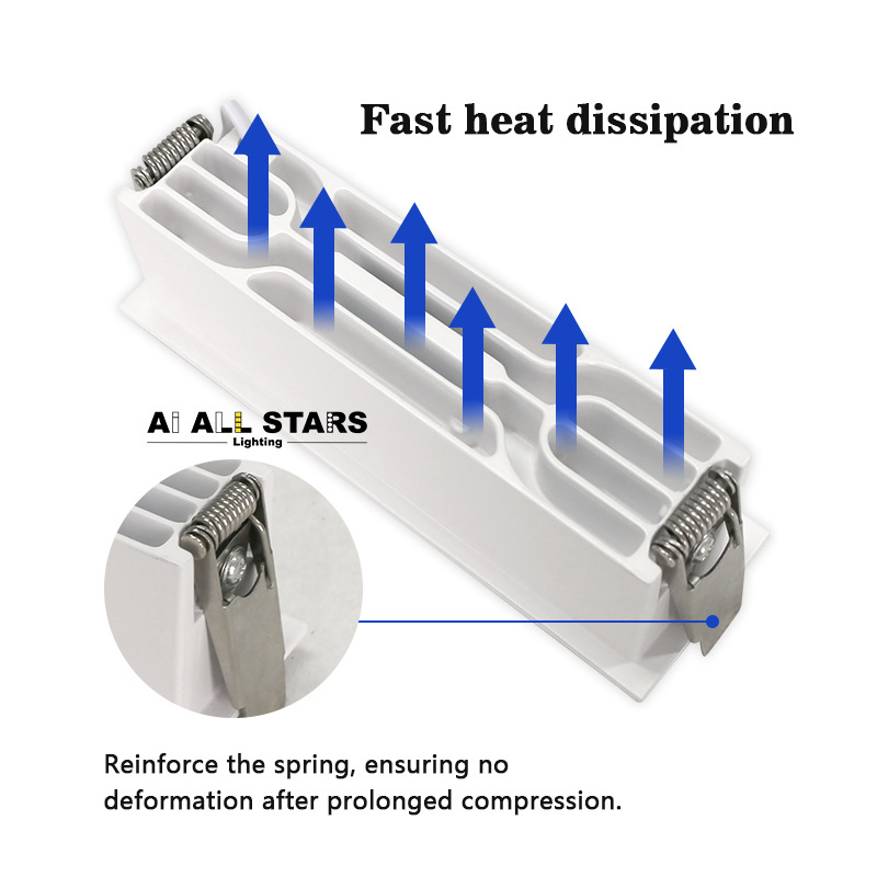 Linear Rectangular COB Spotlights Anti Glare LED Wall Washer Lamp Small Beam Angle Recessed Ceilinglight Grille Down Spot Lights