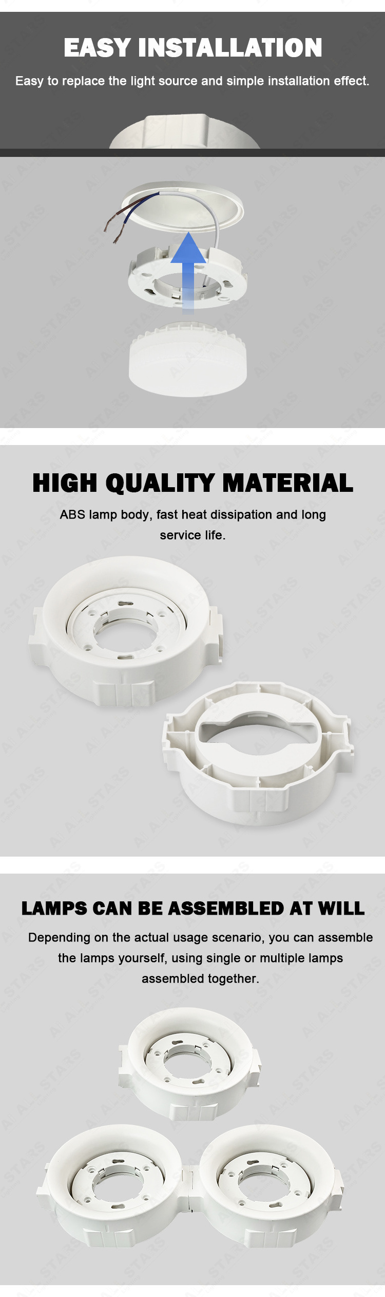 Led Spot Light Housing Gx53 Lamp Holder Wall Ceiling Lights Down Light Stretch Tension Fabric Ceiling Gx53 Downlight