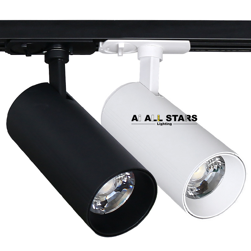 3 Wires Track Adapter 20w 30w 40w Aluminum Cob Led Track Light 3000K 4000K 6000K 3CCT Dimmable LED Track Spot Lights