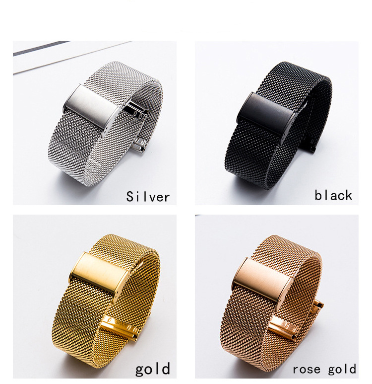 dropshipping dropshipping 14 16 18 20 22mm IP plating mesh stainless steel band for watch