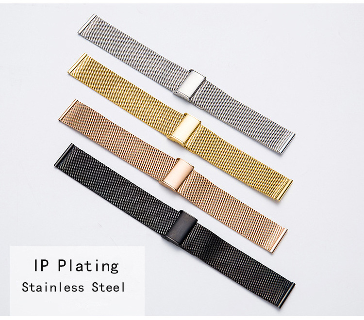 dropshipping dropshipping 14 16 18 20 22mm IP plating mesh stainless steel band for watch