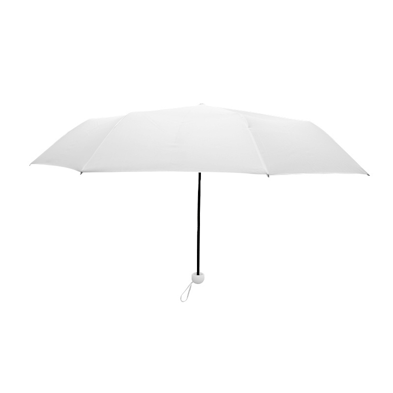 Pongee Fabric Black Frame Rain Umbrellas with White Handle 39 Inch Manual 3 Folded Sublimation Folding  Umbrella