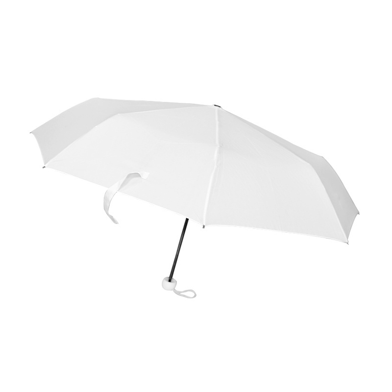 Pongee Fabric Black Frame Rain Umbrellas with White Handle 39 Inch Manual 3 Folded Sublimation Folding  Umbrella