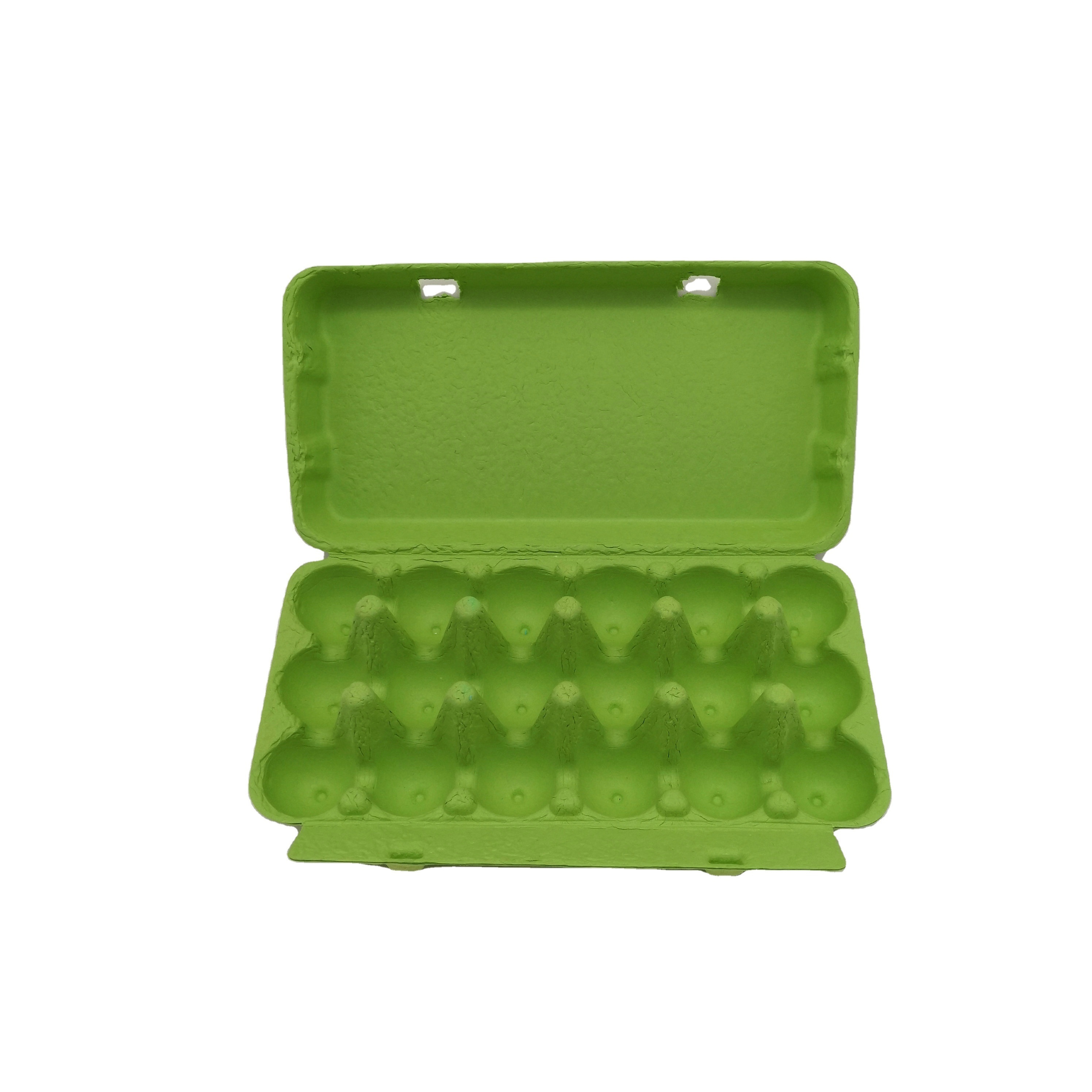 100% Compostable paper pulp green color quail egg cartons with 18 compartments