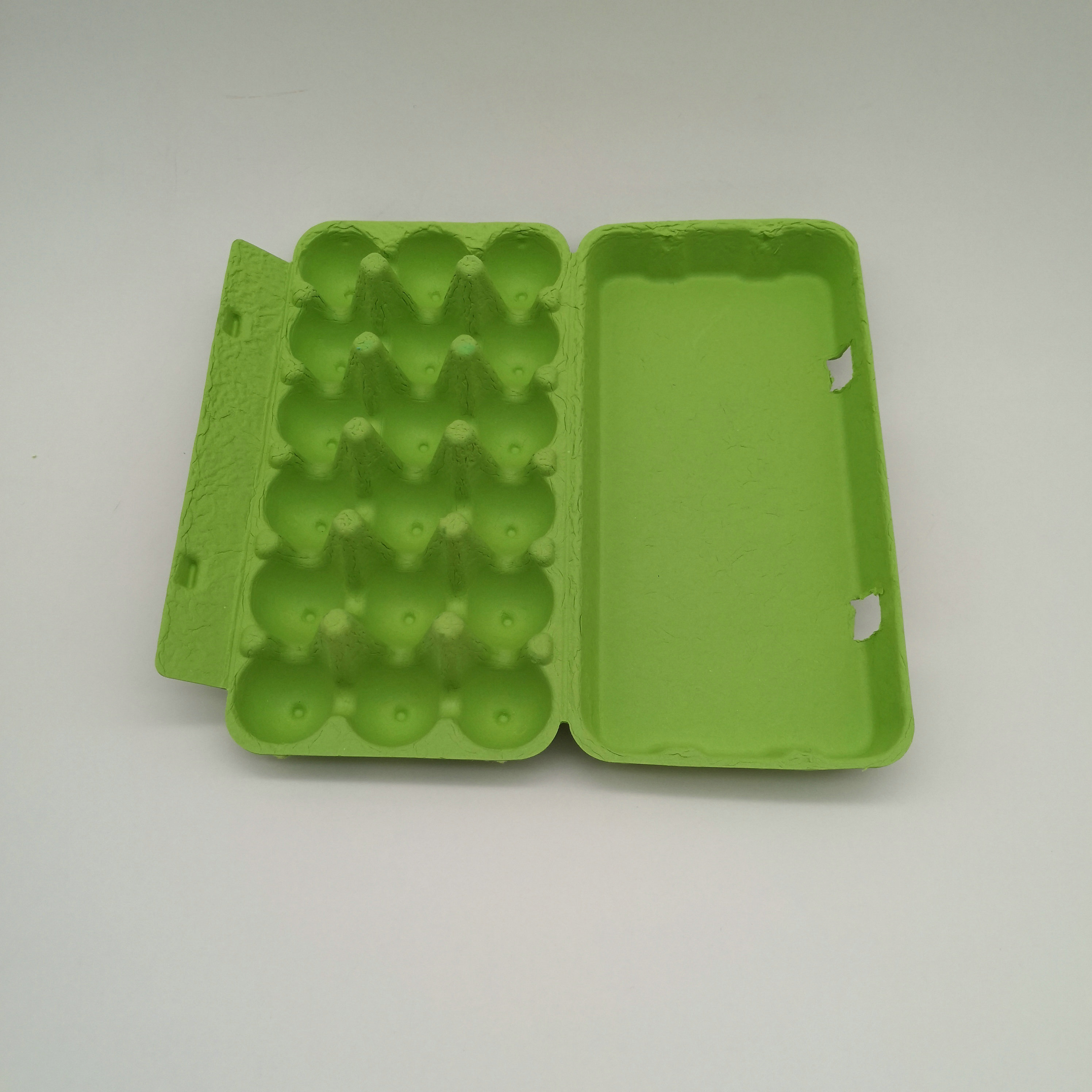 100% Compostable paper pulp green color quail egg cartons with 18 compartments