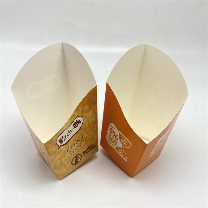 Custom disposable white cardboard food boxes french fries fried  paper box