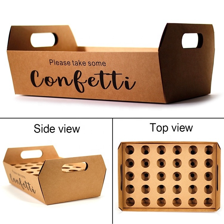 Wholesale Custom Eco Friendly Kraft Paper Confetti Cone Holder Tray with 30 Holes