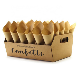 Wholesale Custom Eco Friendly Kraft Paper Confetti Cone Holder Tray with 30 Holes