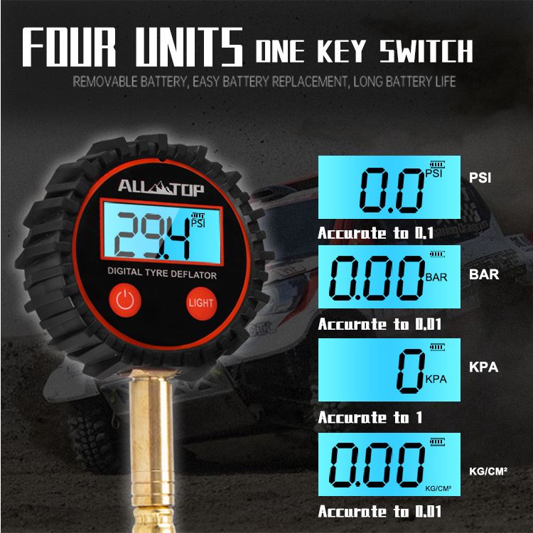 High Quality Tire Air Pressure Gauge with Hose Outdoor Vehicle Tools Potable Digital Tire Deflator 4X4 4WD