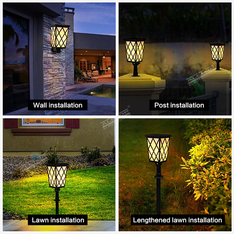 ALLTOP Waterproof Solar Powered Outdoor garden lighting Solar flickering flames torch light for security path light