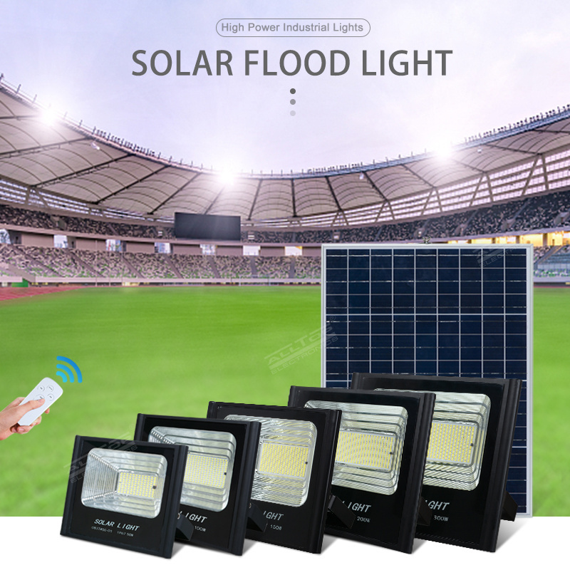 ALLTOP Good Quality Customize Aluminium Outdoor Ip65 dimmable 50w 100w 150w 200w Led Solar Flood Light