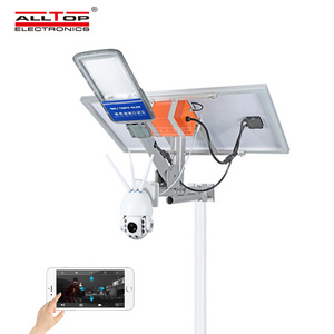 ALLTOP Outdoor Waterproof Remote Wireless Control 1080p Security Monitor 80w Solar Street Light With 4G/Wifi Cctv Camera