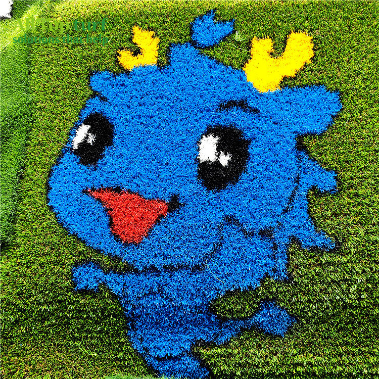 High popularity quick delivery lovely anime cartoon artificial grass for kid playground and kindergarten