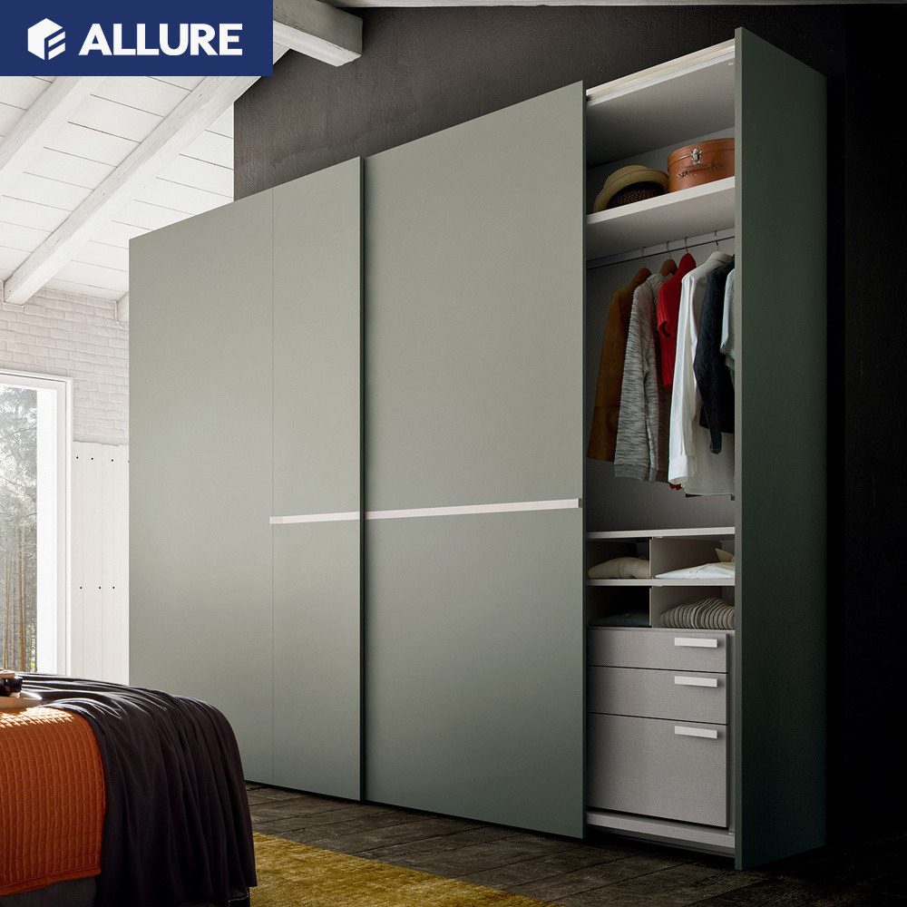 Allure sliding door stainless steel metal bedroom wardrobe closet cabinet singapore with mirror