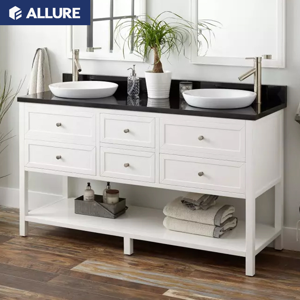 Allure 45 inch wall washbasin commercial bathroom double sink bathroom vanity cabinets box