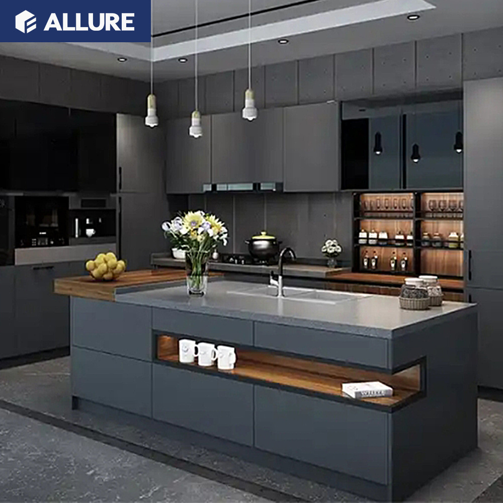 Allure Drawers Smart Kitchen Pantry Cabinet Unit Plastic Japan Price with Pvc Sheet Customized Durable Modern E0, E1