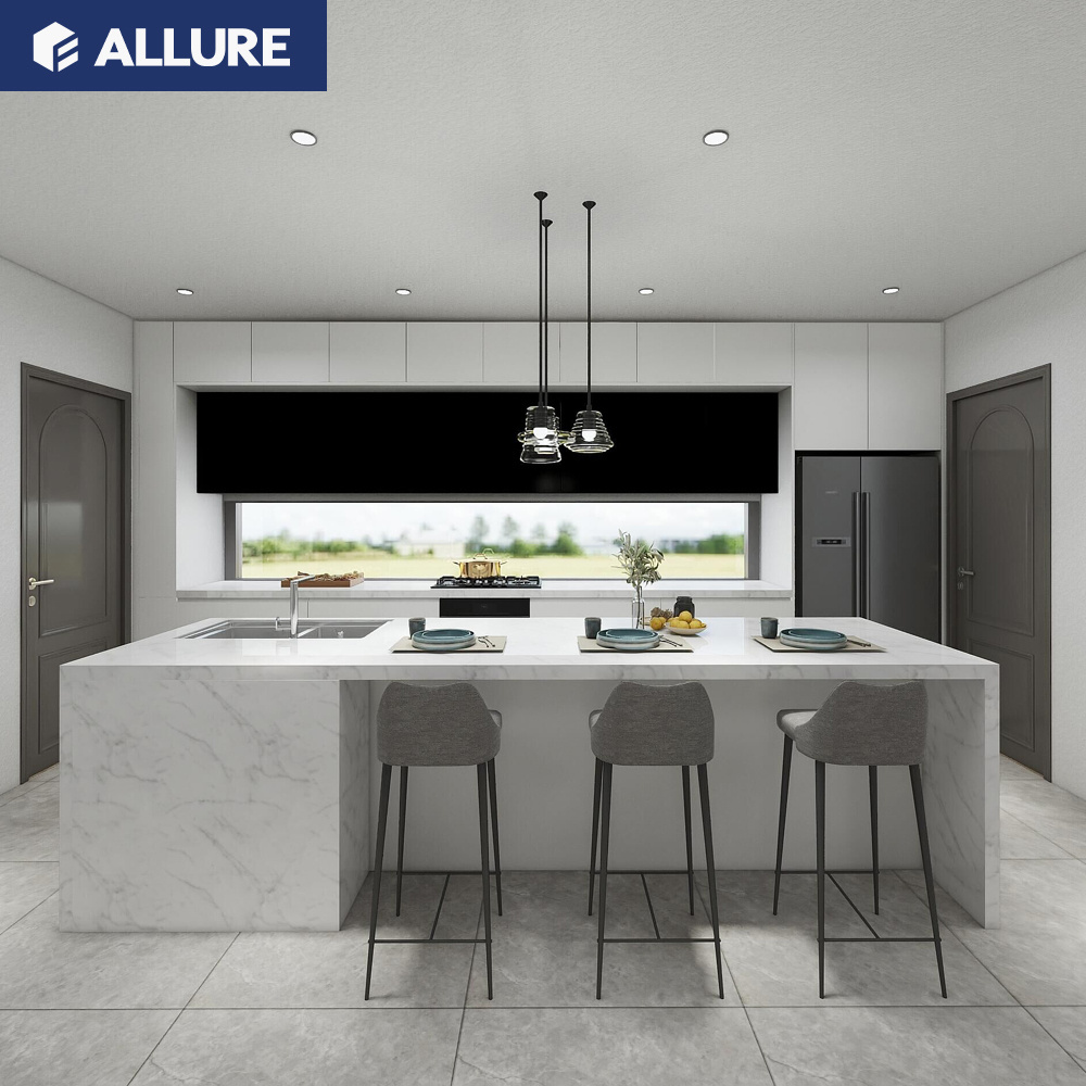 Allure Curved Ready Modern Sets Kichen Cabinets Modern Kitchen Furniture Complete European Glass Minimalist Customized Durable