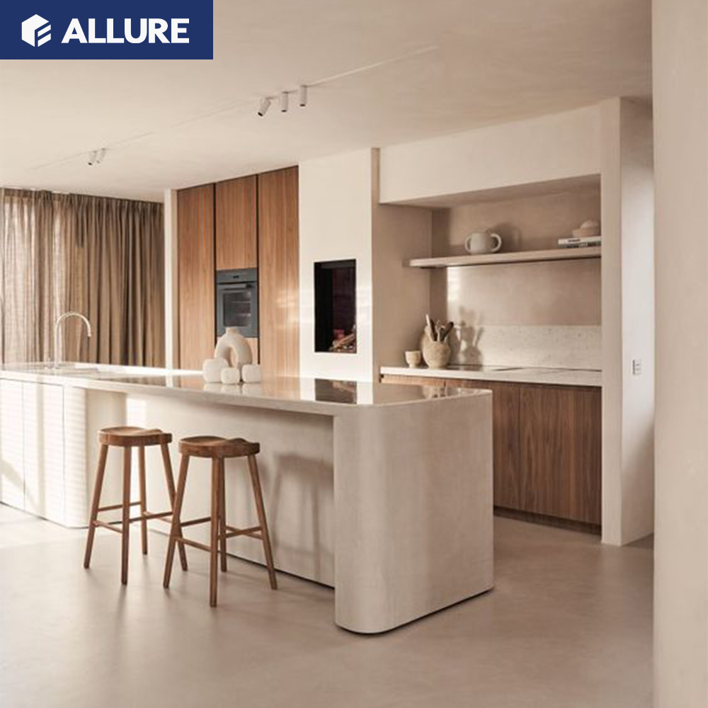 Allure Kitchen Furniture Modern Style Matte Black Melamine Smart Kitchen Cabinets With Appliances