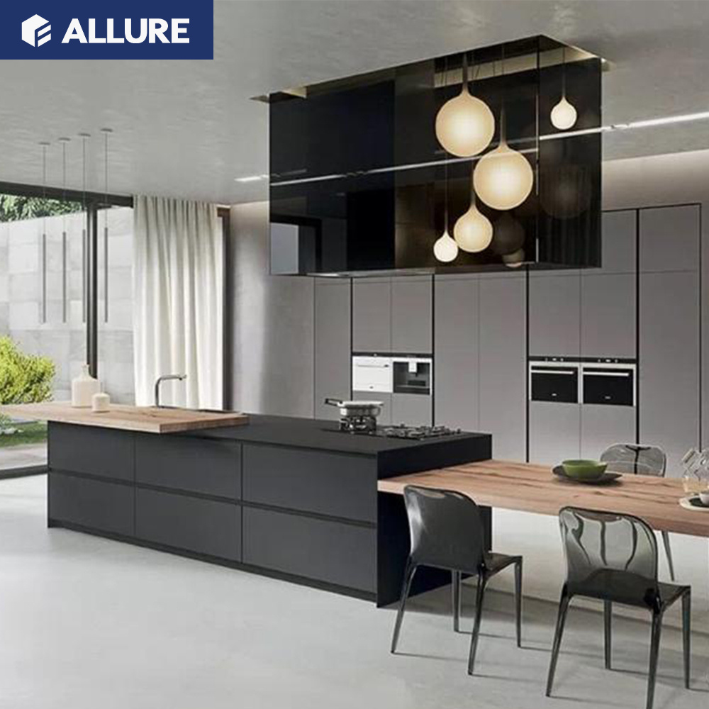 Allure white metal guangzhou movable german high quality rv tempered glass lacquer wall kitchen cabinet for sale